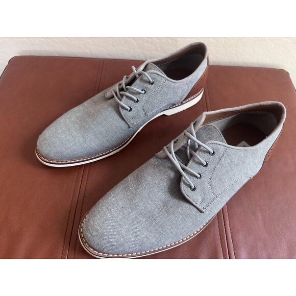 Steve Madden Men’s Grey Canvas Oxford Shoes Lace Up Size 10 Gray & Brown - Picture 5 of 13